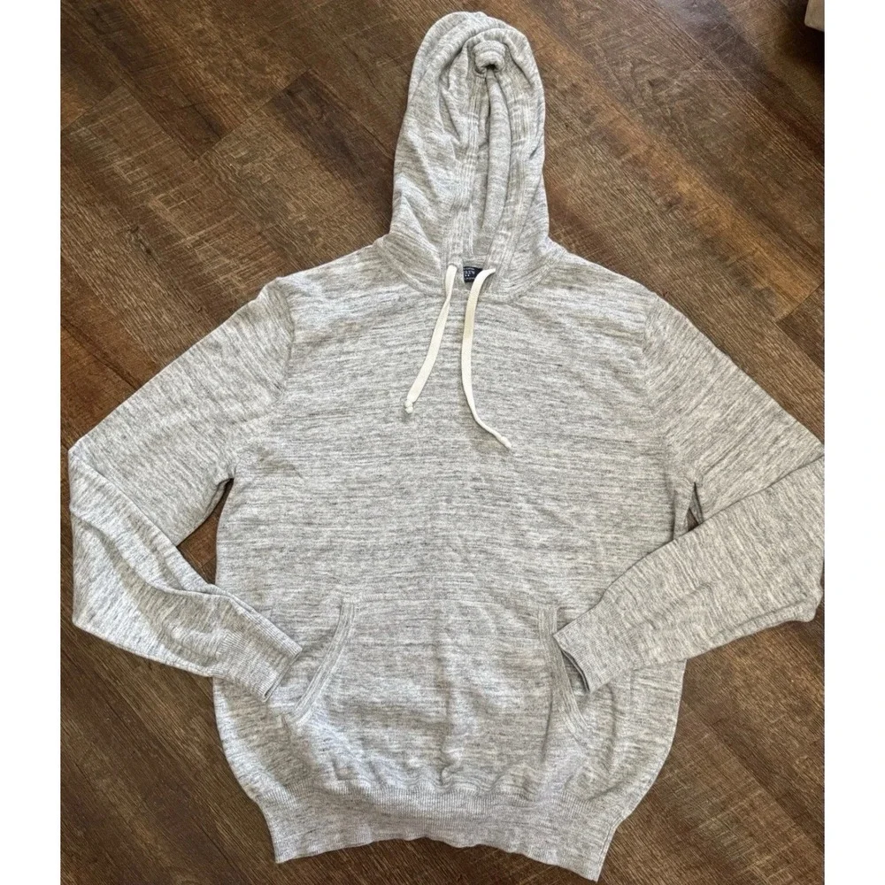J.Crew Men's Hoodie Sweatshirt Gray Size Medium Pullover Knit Casual GUC